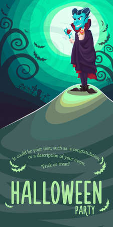 Vector Halloween poster background card with vampire Draculaのイラスト素材