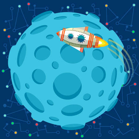 Vector illustration in flat style about outer space. Planets in the univers. Greeting cardのイラスト素材
