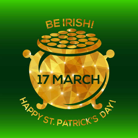 Happy St. Patrick's Day Greeting card. Vector illustration. Geometric, polygonal background. Luck of the Irish.のイラスト素材