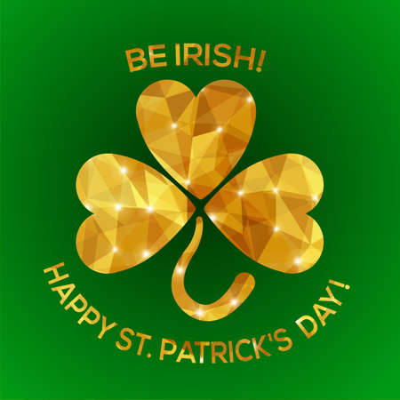 Happy St. Patrick's Day Greeting card. Vector illustration. Geometric, polygonal background. Luck of the Irish.のイラスト素材