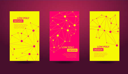 Abstract futuristic low poly background with connecting dots and lines. Connection structure. Vector science polygonal design.のイラスト素材