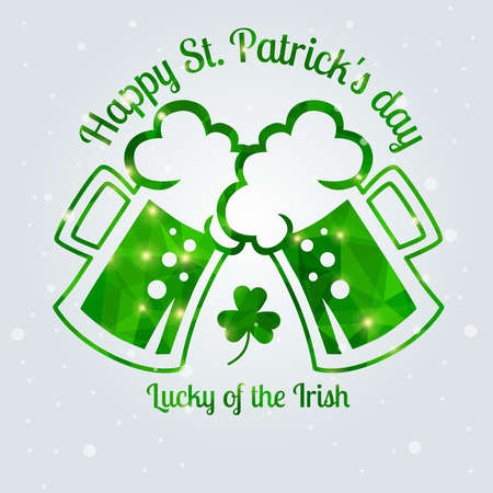 Happy St. Patrick's Day Greeting card. Vector illustration. Geometric, polygonal background. Luck of the Irish.のイラスト素材