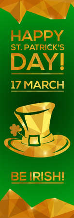 Happy St. Patrick's Day Greeting card. Vector illustration. Geometric, polygonal background. Luck of the Irish.のイラスト素材