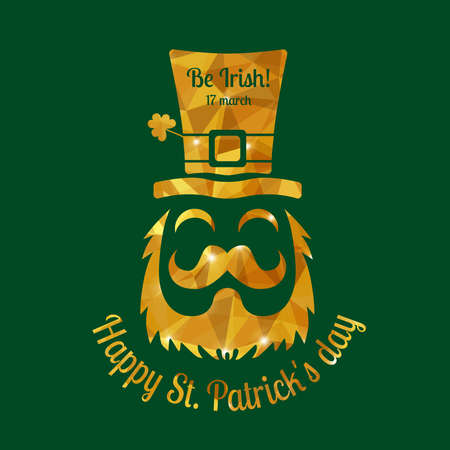 Happy St. Patrick's Day Greeting card. Vector illustration. Geometric, polygonal background. Luck of the Irish.のイラスト素材