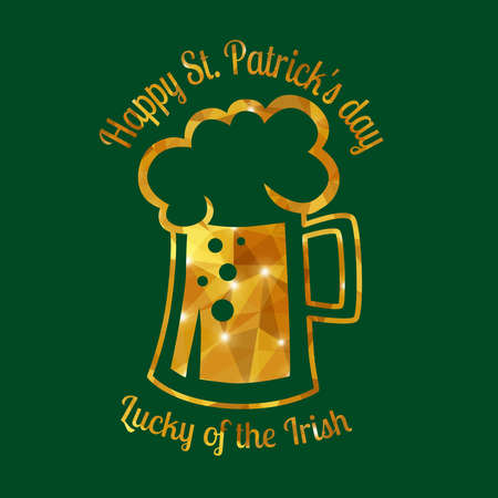 Happy St. Patrick's Day Greeting card. Vector illustration. Geometric, polygonal background. Luck of the Irish.のイラスト素材