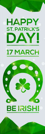 Happy St. Patrick's Day Greeting card. Vector illustration. Geometric, polygonal background. Luck of the Irish.のイラスト素材