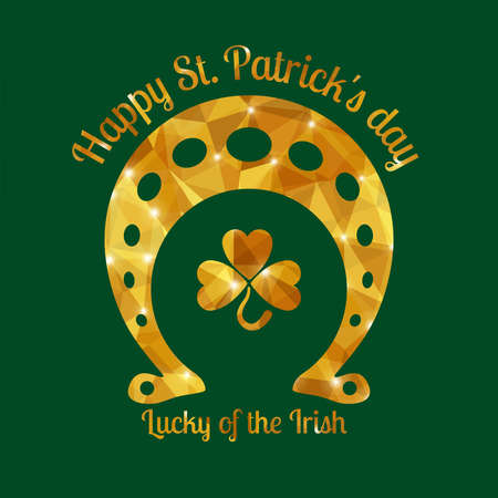 Happy St. Patrick's Day Greeting card. Vector illustration. Geometric, polygonal background. Luck of the Irish.のイラスト素材