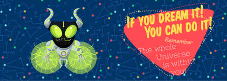 Vector illustration in flat style about outer space. Planets in the universe. Greeting card