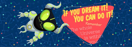 Vector illustration in flat style about outer space. Planets in the universe. Greeting cardのイラスト素材