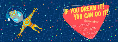 Vector illustration in flat style about outer space. Planets in the universe. Greeting cardのイラスト素材