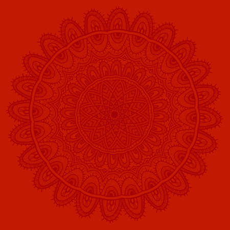 Vector nature seamless pattern with abstract ornament. Vector round mandala in childish style. Ornamental doodle background.のイラスト素材