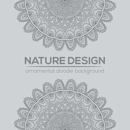 Vector nature decor for your design with abstract ornament. Vector round mandala in childish style. Ornamental doodle background.のイラスト素材