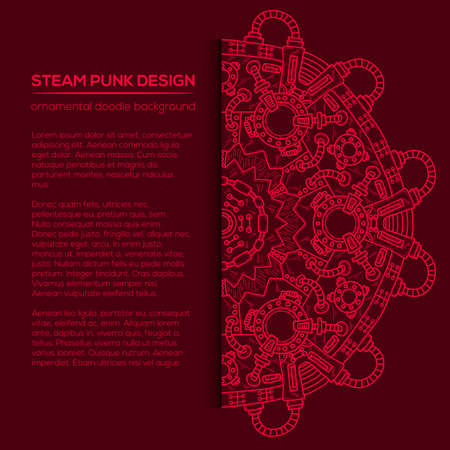 Steampunk vector design with industrial technical elements of mechanics. Vector round mandala. Ornamental doodle. Templates for your own design.のイラスト素材