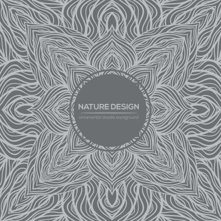 Vector nature decor for your design with abstract flowers. Vector round mandala in childish style. Ornamental doodle background.のイラスト素材