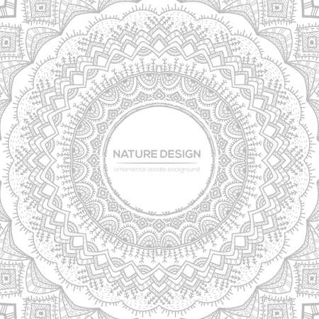 Vector nature decor for your design with abstract ornament. Vector round mandala in childish style. Ornamental doodle background.のイラスト素材