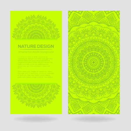 Vector nature decor for your design with abstract ornament. Vector round mandala in childish style. Ornamental doodle background.のイラスト素材