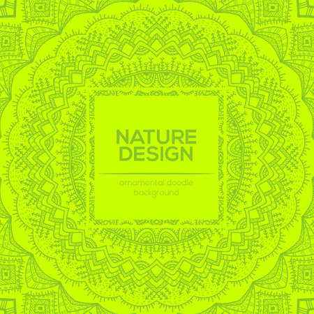 Vector nature decor for your design with abstract ornament. Vector round mandala in childish style. Ornamental doodle background.のイラスト素材