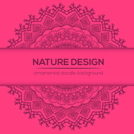 Vector nature decor for your design with abstract ornament. Vector round mandala in childish style. Ornamental doodle background.のイラスト素材