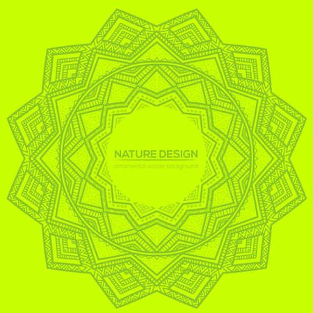 Vector nature decor for your design with abstract ornament. Vector round mandala in childish style. Ornamental doodle background.のイラスト素材