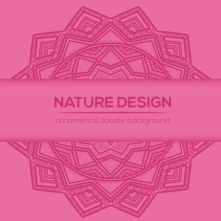Vector nature decor for your design with abstract ornament. Vector round mandala in childish style. Ornamental doodle background.のイラスト素材