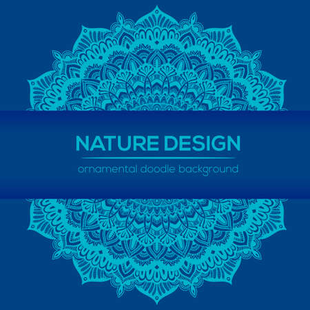 Vector nature decor for your design with abstract ornament. Vector round mandala in childish style. Ornamental doodle background.のイラスト素材