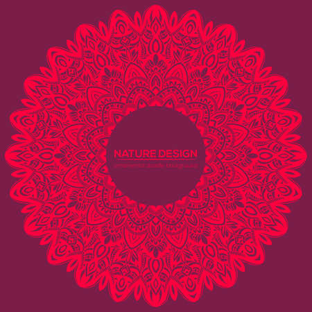 Vector nature decor for your design with abstract ornament. Vector round mandala in childish style. Ornamental doodle background.のイラスト素材