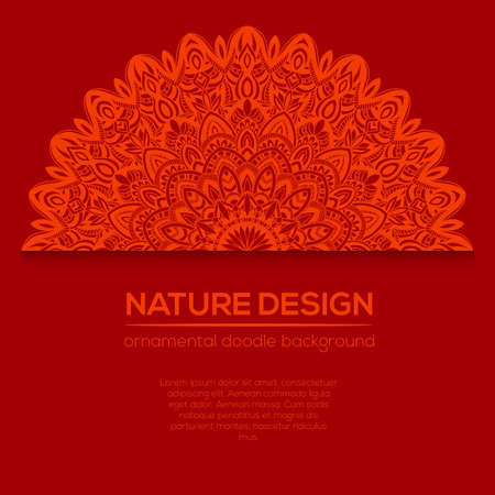 Vector nature decor for your design with abstract ornament. Vector round mandala in childish style. Ornamental doodle background.のイラスト素材