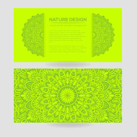 Vector nature decor for your design with abstract ornament. Vector round mandala in childish style. Ornamental doodle background.のイラスト素材