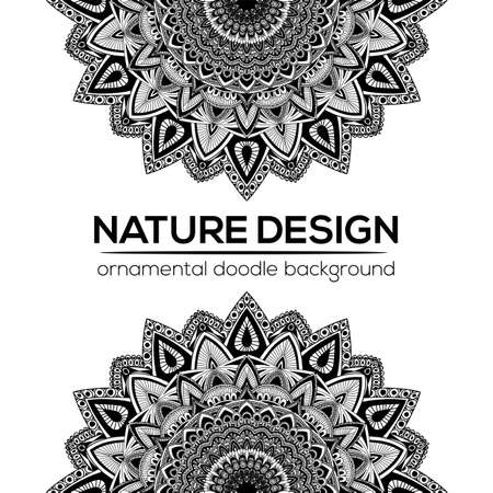 Vector nature decor for your design with abstract ornament. Vector round mandala in childish style. Ornamental doodle background.のイラスト素材