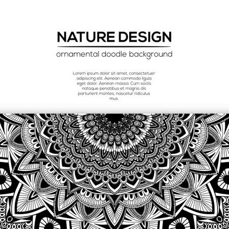 Vector nature decor for your design with abstract ornament. Vector round mandala in childish style. Ornamental doodle background.のイラスト素材