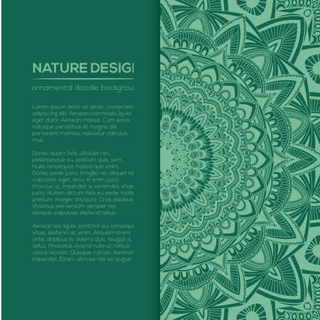 Vector nature decor for your design with abstract ornament. Vector round mandala in childish style. Ornamental doodle background.のイラスト素材