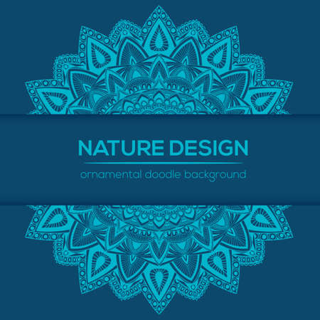 Vector nature decor for your design with abstract ornament. Vector round mandala in childish style. Ornamental doodle background.のイラスト素材