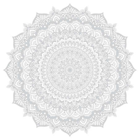 Vector nature seamless pattern with abstract ornament. Vector round mandala in childish style. Ornamental doodle background.のイラスト素材