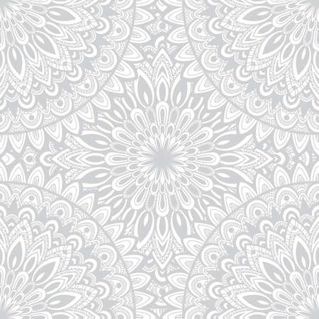 Vector round mandala. Decor for your design. Ornamental doodle background.. Round pattern, oriental style. Mandala Hand drawn. Vector nature seamless pattern with abstract ornament.のイラスト素材
