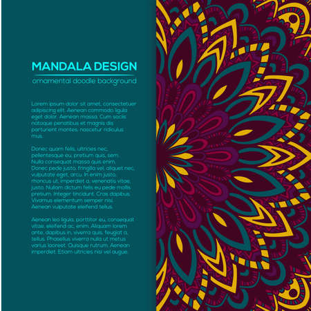 Vector nature decor for your design with abstract ornament. Vector round mandala in childish style. Ornamental doodle background.のイラスト素材