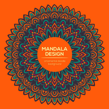 Vector nature decor for your design with abstract ornament. Vector round mandala in childish style. Ornamental doodle background.のイラスト素材