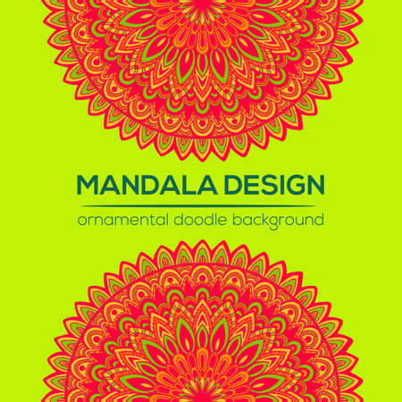 Vector nature decor for your design with abstract ornament. Vector round mandala in childish style. Ornamental doodle background.のイラスト素材