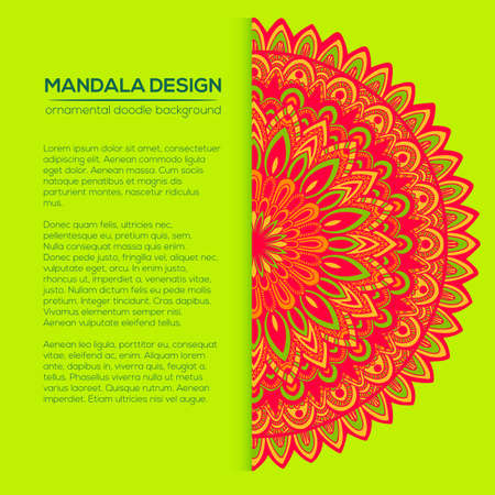 Vector nature decor for your design with abstract ornament. Vector round mandala in childish style. Ornamental doodle background.のイラスト素材