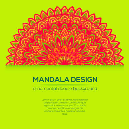 Vector nature decor for your design with abstract ornament. Vector round mandala in childish style. Ornamental doodle background.のイラスト素材