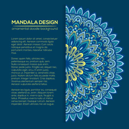 Vector nature decor for your design with abstract ornament. Vector round mandala in childish style. Ornamental doodle background.のイラスト素材