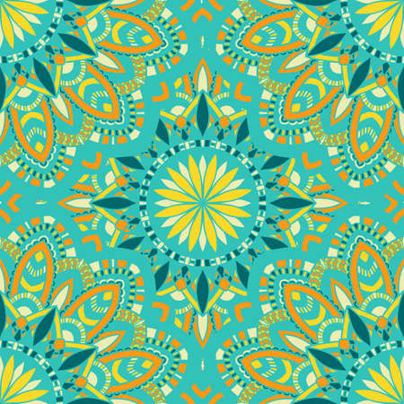 Vector seamless pattern with abstract ornament. Round mandala pattern for printing on fabric or...