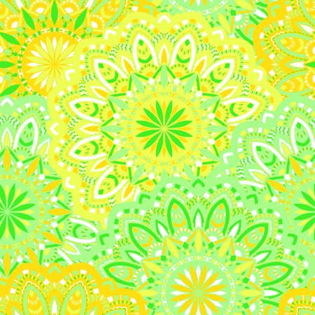Vector seamless pattern with abstract ornament. Round mandala pattern for printing on fabric or paper. Ornamental doodle background.のイラスト素材