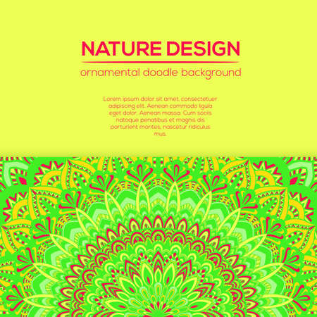 Vector mandala decor for your design with abstract ornament. Vector vintage business card. Oriental design Layout. Islam, Arabic, Indian, ottoman motifs. Ornamental doodle background.のイラスト素材