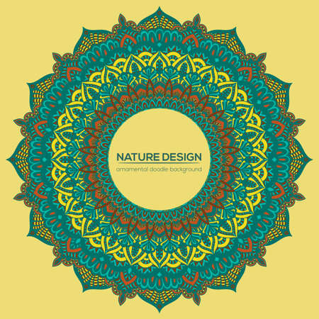 Vector mandala decor for your design with abstract ornament. Vector vintage business card. Oriental design Layout. Islam, Arabic, Indian, ottoman motifs. Ornamental doodle background.のイラスト素材