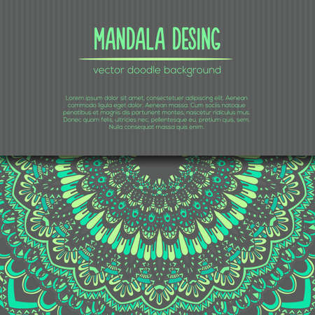 Vector mandala decor for your design with abstract ornament. Vector vintage business card. Oriental design Layout. Islam, Arabic, Indian, ottoman motifs. Ornamental doodle background.のイラスト素材