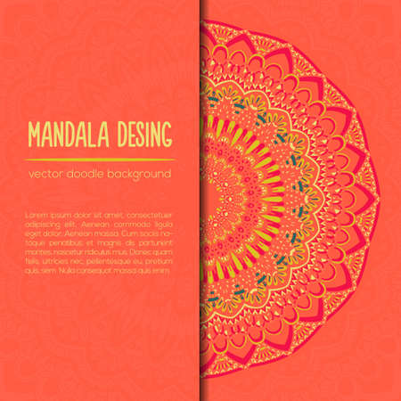Vector mandala decor for your design with abstract ornament. Vector vintage business card. Oriental design Layout. Islam, Arabic, Indian, ottoman motifs. Ornamental doodle background.のイラスト素材
