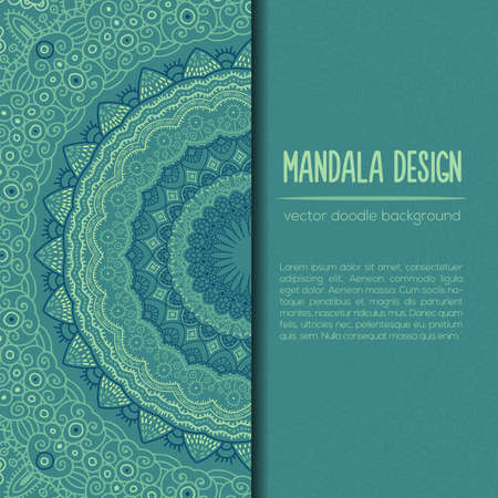 Vector mandala decor for your design with abstract ornament. Vector trinal business card. Oriental design Layout. Islam, Arabic, Indian, ottoman motifs. Ornamental doodle background.のイラスト素材