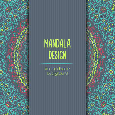 Vector mandala decor for your design with abstract ornament. Vector trinal business card. Oriental design Layout. Islam, Arabic, Indian, ottoman motifs. Ornamental doodle background.のイラスト素材