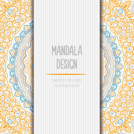 Vector mandala decor for your design with abstract ornament. Vector trinal business card. Oriental design Layout. Islam, Arabic, Indian, ottoman motifs. Ornamental doodle background.のイラスト素材