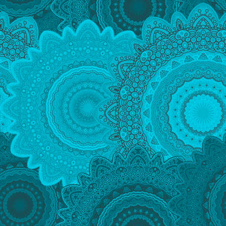Tribal mandala vector seamless pattern. Vintage design for printing. Hand drawn background. Islam, Arabic, Indian, ottoman oriental ornament.のイラスト素材